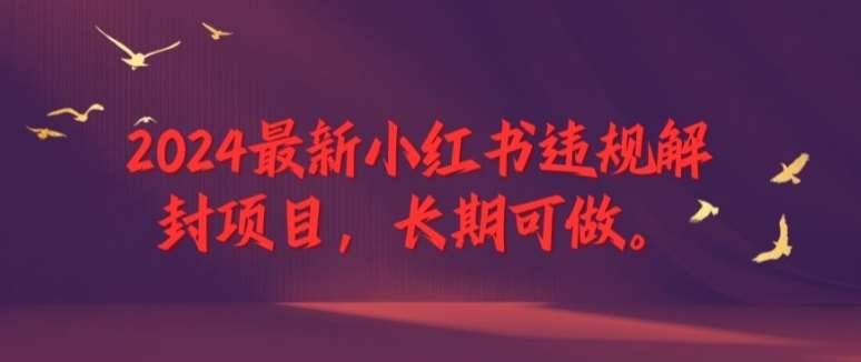 2024最新小红书违规解封项目，长期可做，一个可以做到退休的项目【揭秘】-哔搭谋事网-原创客谋事网