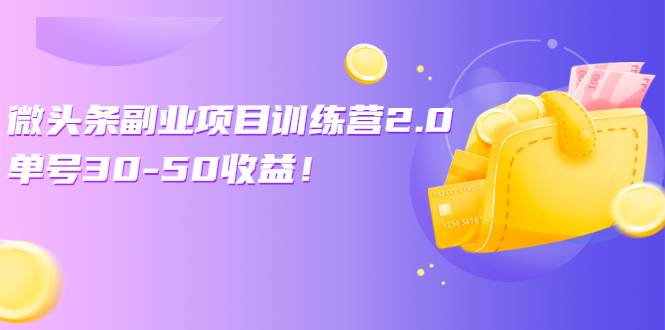 微头条副业项目训练营2.0：单号30-50收益-哔搭谋事网-原创客谋事网