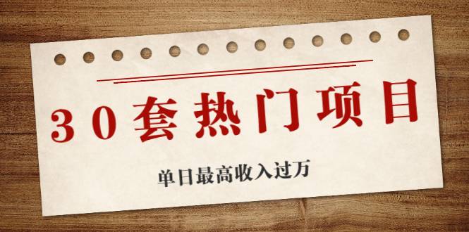 30套热门项目：网赚项目、朋友圈、涨粉套路、抖音、快手 单日最高收入过万-哔搭谋事网-原创客谋事网