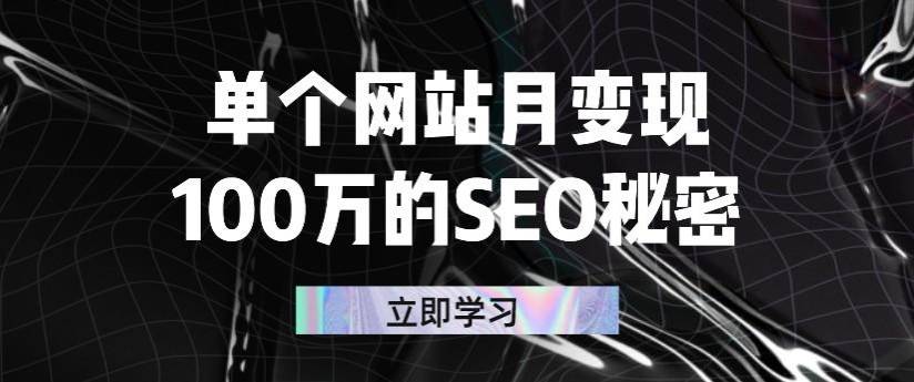 单个网站月变现100万的SEO秘密：如何百分百做出赚钱站点-哔搭谋事网-原创客谋事网