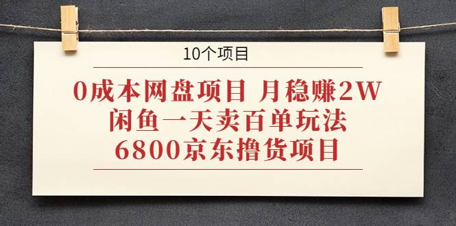 0成本网盘项目 月稳赚2W+闲鱼一天卖百单玩法+6800京东撸货项目 (10个项目)-哔搭谋事网-原创客谋事网