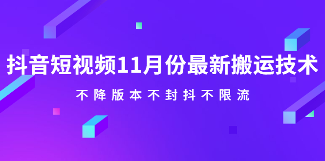 抖音短视频11月份最新搬运技术，不降版本不封抖不限流！【视频课程】-哔搭谋事网-原创客谋事网