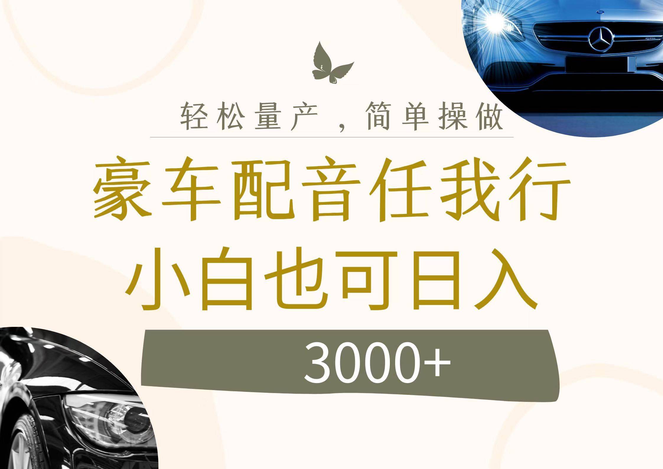 （12206期）不为人知的暴力小项目，豪车配音，日入3000+-哔搭谋事网-原创客谋事网