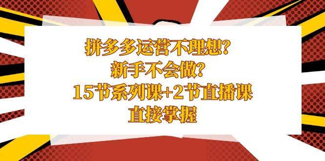 拼多多运营不理想？新手不会做？15节系列课+2节直播课，直接掌握-哔搭谋事网-原创客谋事网