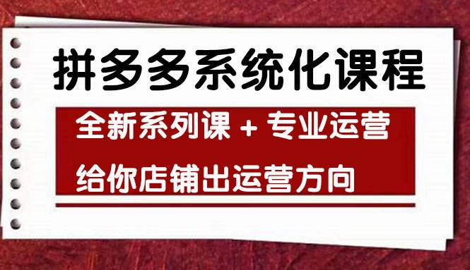 车神陪跑，拼多多系统化课程，全新系列课+专业运营给你店铺出运营方向-哔搭谋事网-原创客谋事网