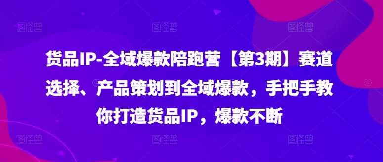 货品IP全域爆款陪跑营【第3期】赛道选择、产品策划到全域爆款，手把手教你打造货品IP，爆款不断-哔搭谋事网-原创客谋事网