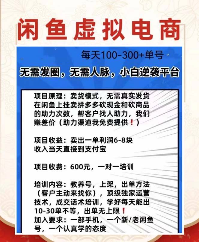 外边收费600多的闲鱼新玩法虚似电商之拼多多助力项目，单号100-300元-哔搭谋事网-原创客谋事网