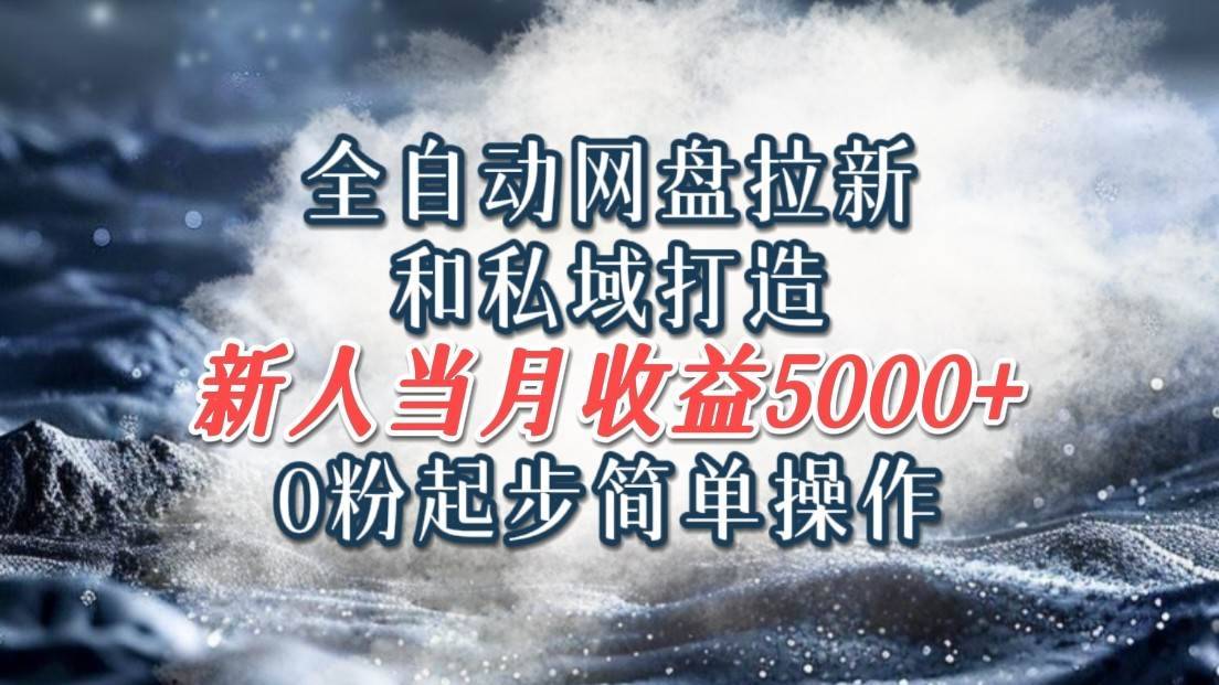 全自动网盘拉新和私域打造，0粉起步简单操作，新人入门当月收益5000以上-哔搭谋事网-原创客谋事网