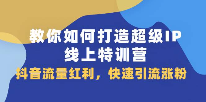 教你如何打造超级IP线上特训营，抖音流量红利，快速引流涨粉-哔搭谋事网-原创客谋事网