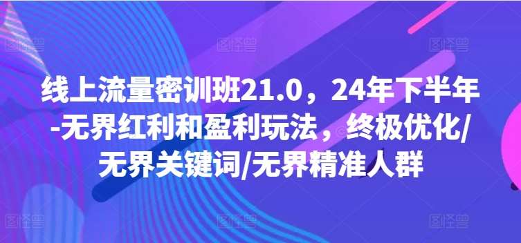 线上流量密训班21.0，24年下半年-无界红利和盈利玩法，终极优化/无界关键词/无界精准人群-哔搭谋事网-原创客谋事网