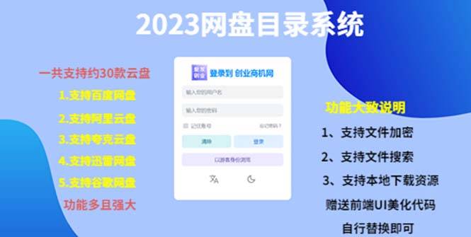 （项目课程）2023网盘目录运营系统，一键安装教学，一共支持约30款云盘-哔搭谋事网-原创客谋事网