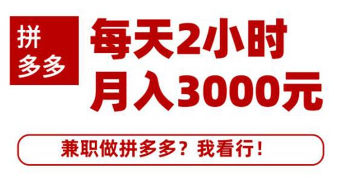 搜外网·拼多多副业课程，每天2小时月入3000元 学习这门课程真的能赚钱-哔搭谋事网-原创客谋事网