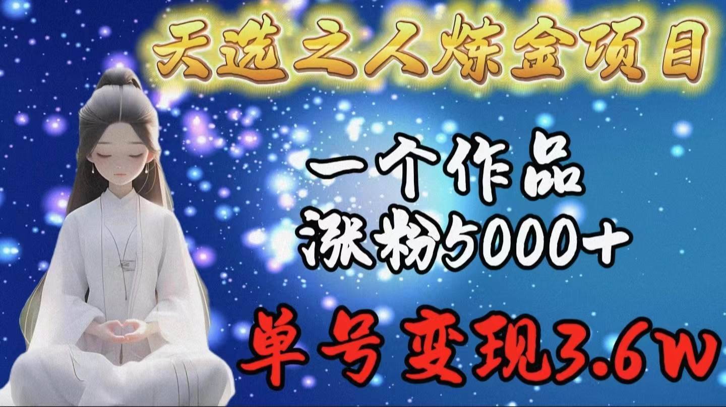 天选之人炼金项目，一个作品涨粉5000+，单号变现3.6w-哔搭谋事网-原创客谋事网