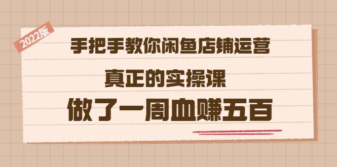 2022版《手把手教你闲鱼店铺运营》真正的实操课 做了一周血赚五百 (16节课)-哔搭谋事网-原创客谋事网