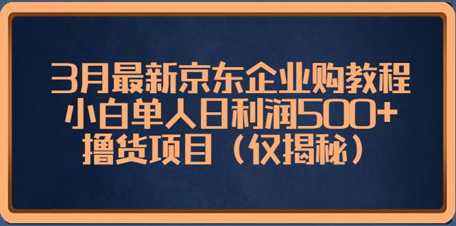 3月最新京东企业购教程，小白单人日利润500+撸货项目（仅揭秘）-哔搭谋事网-原创客谋事网