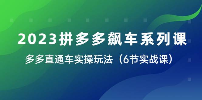 2023拼多多飙车系列课，多多直通车实操玩法（6节实战课）-哔搭谋事网-原创客谋事网